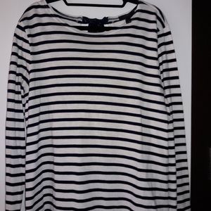 J Crew Navy Stripe Long Sleeve Tee Bow Back L